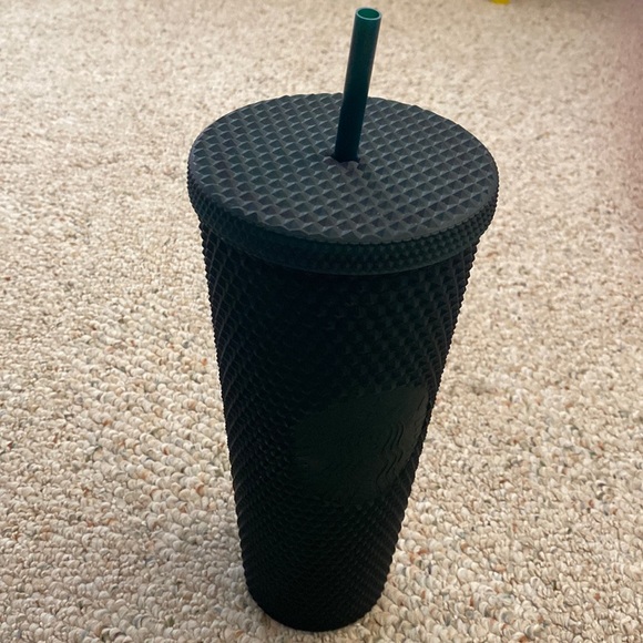 Starbucks Other - Starbucks Matted Black Green Diamond Studded Tumbler